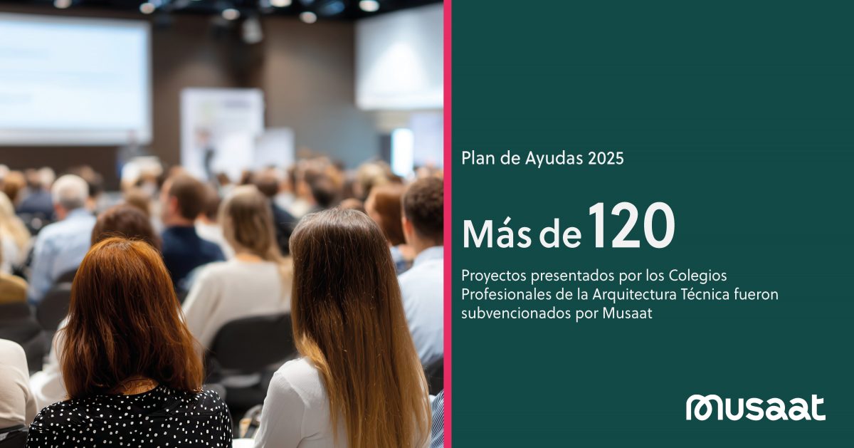 Musaat apoyó, durante 2025, a más de 120 proyectos realizados por los Colegios Profesionales de la Arquitectura Técnica